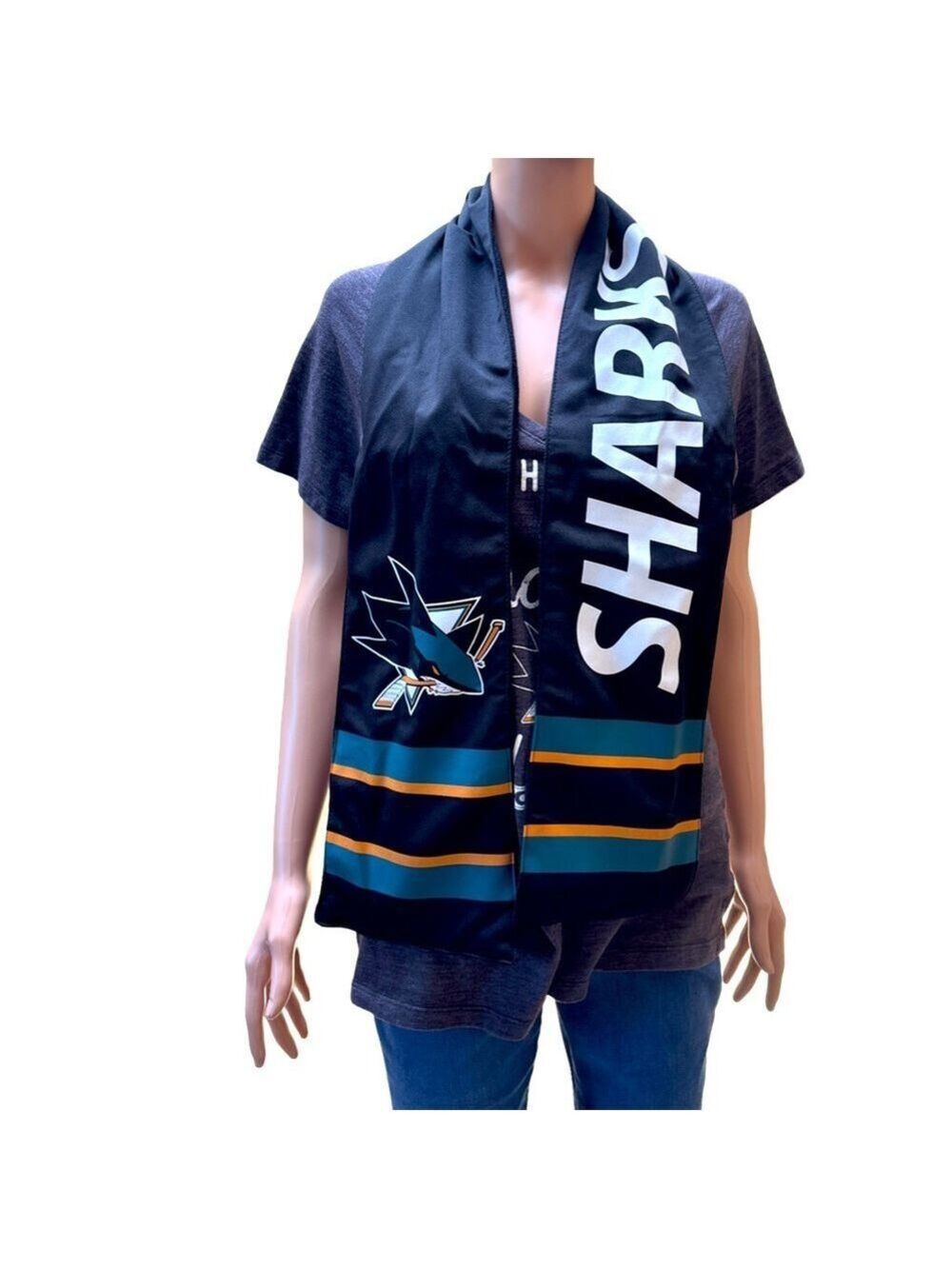 3 for $12 item) Little Earth Black and Teal San Jose Sharks  Scarf